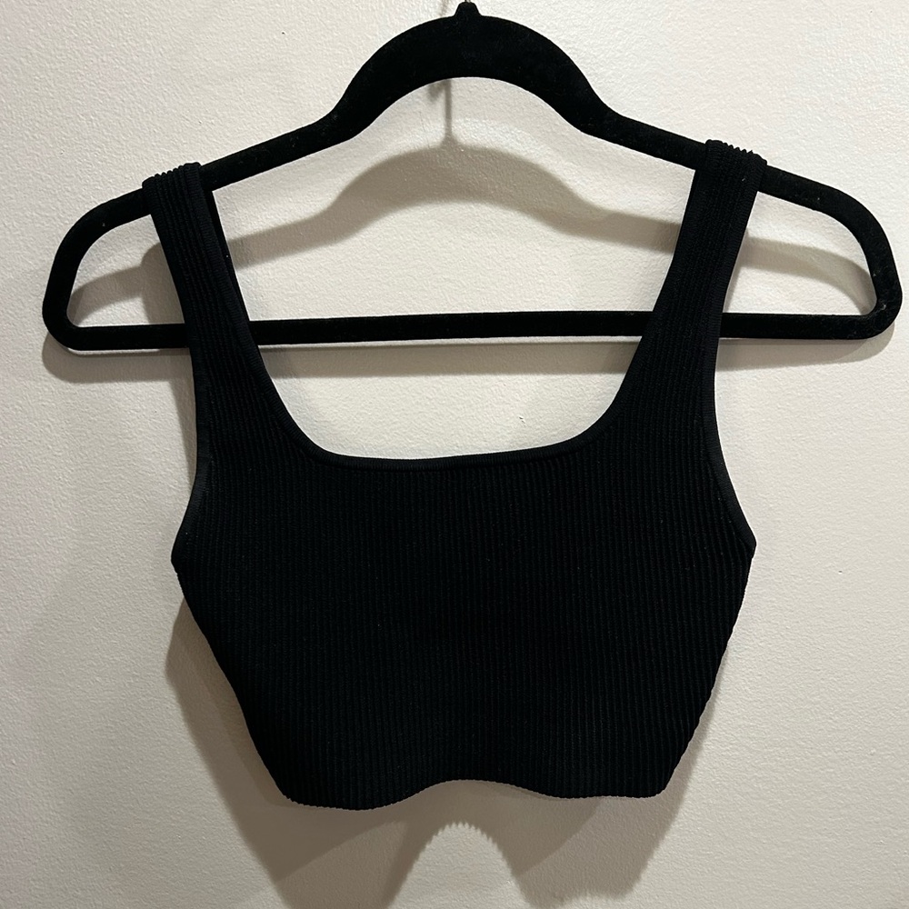 Aritzia Black Ribbed Tank Crop Top